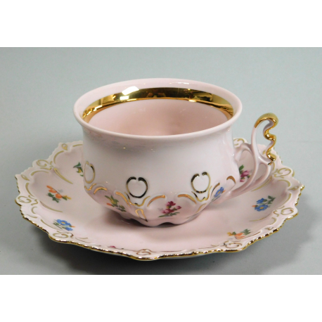 Šálek s podšálkem, Růžový porcelán - Chodov