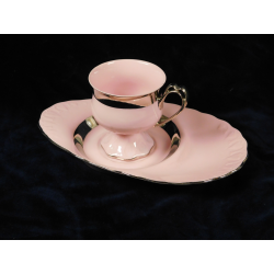 Šálek s podšálkem, Růžový porcelán - Chodov