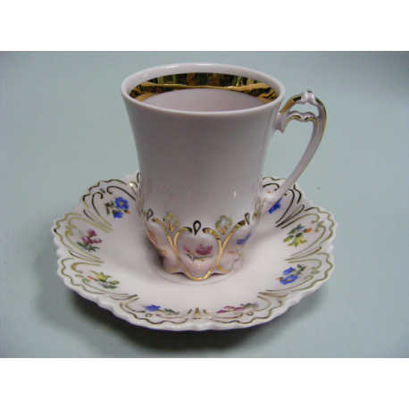Šálek a podšálek, Růžový porcelán - Chodov